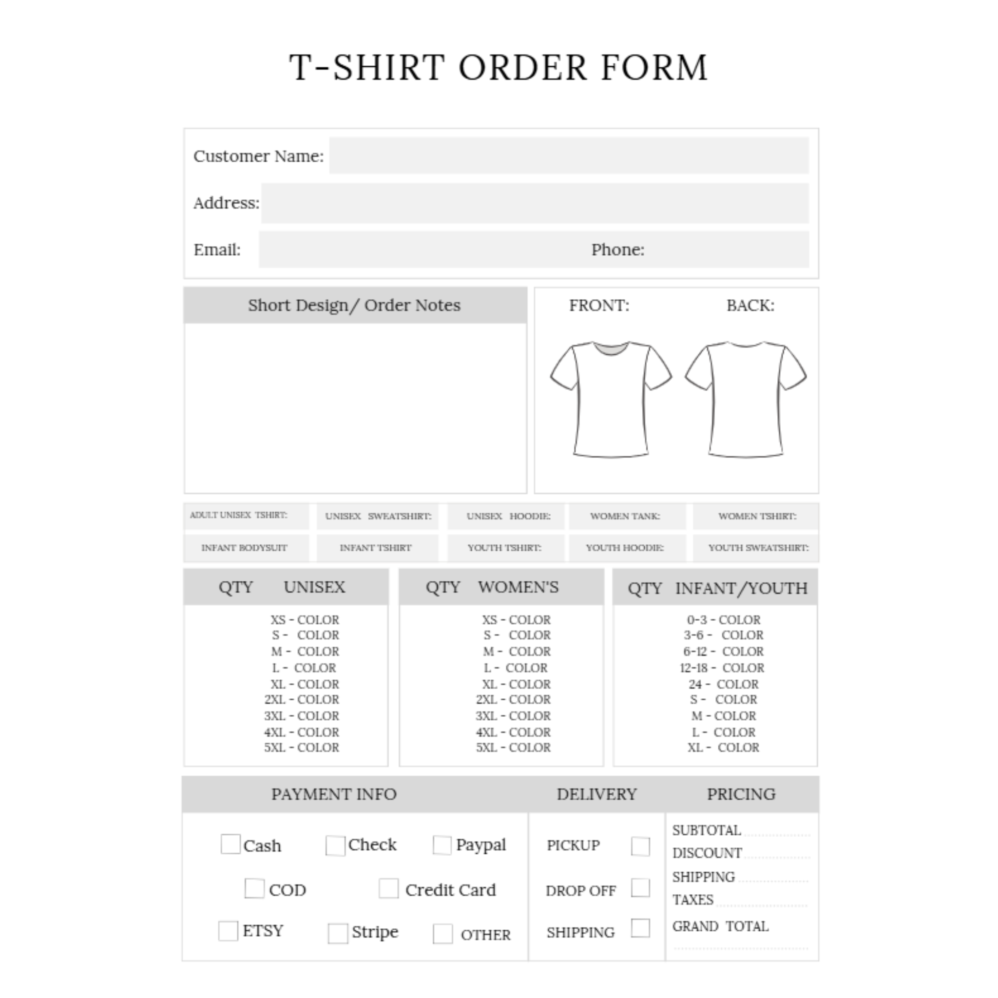 Order Forms Bundle
