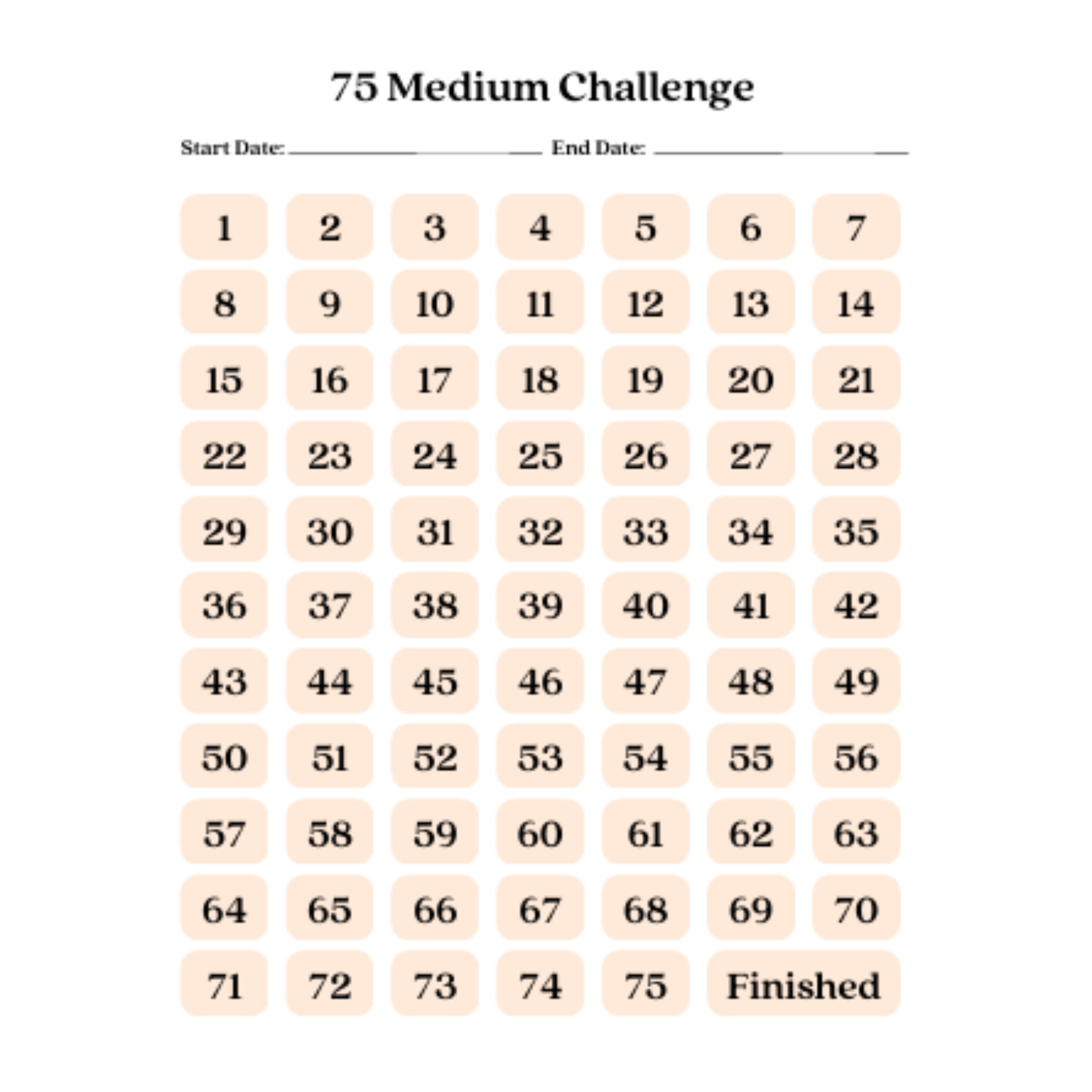 75 Medium Challenge Tracker Bundle