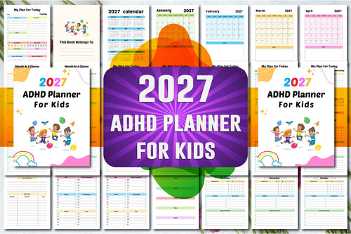 ADHD Planner for Kids cover with printable planner pages