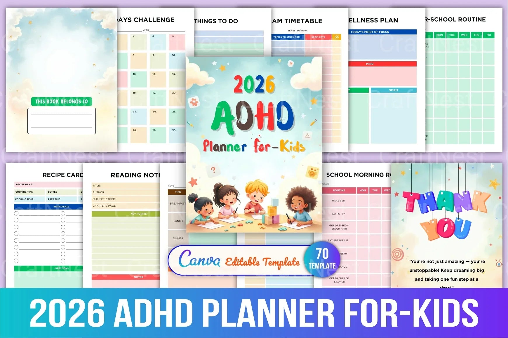 ADHD Printable Planner daily planner pages for kids with focus support