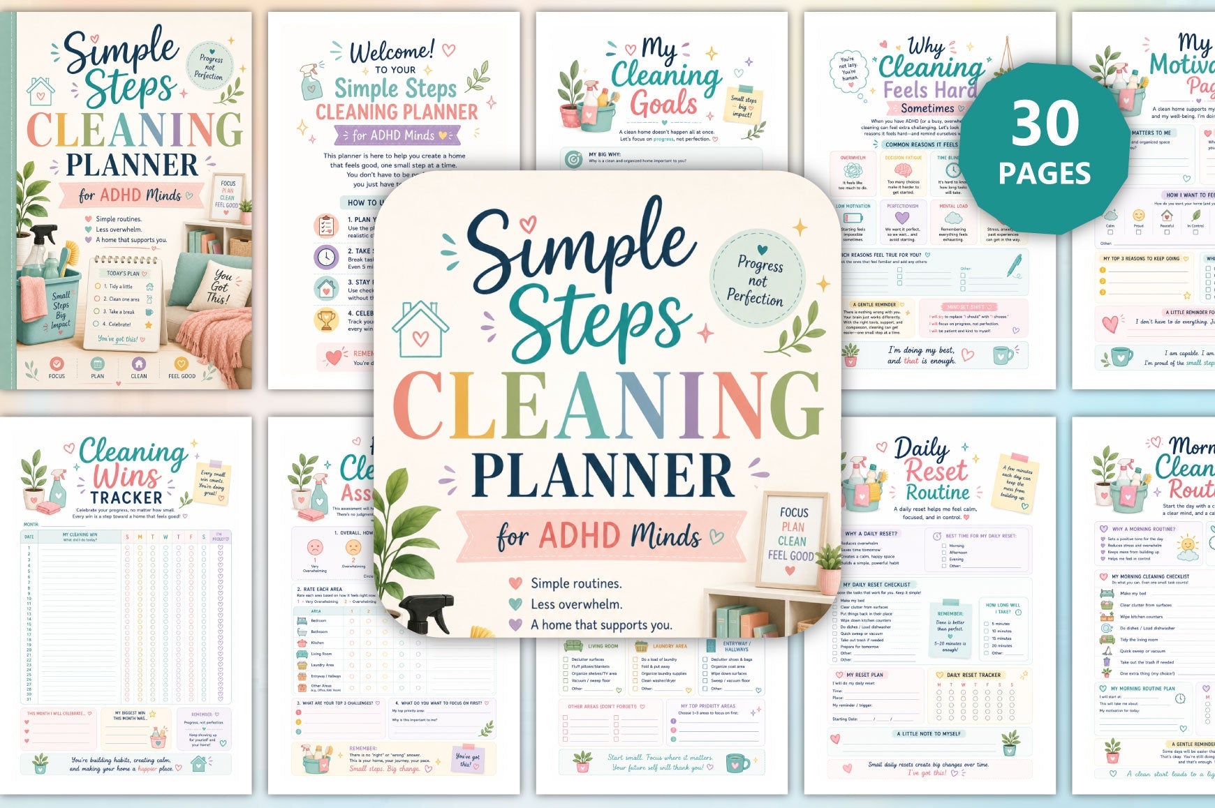 Simple Steps Cleaning For Adhd Minds Planner
