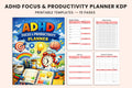 ADHD Focus Productivity Planner cover with printable productivity planner
