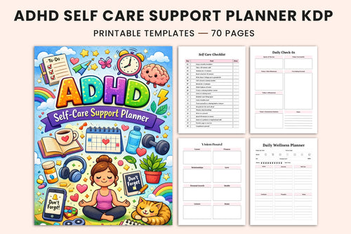 ADHD Self-Care Support Planner cover with printable self-care planner