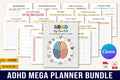 ADHD Mega Planner cover with printable planning and organization pages