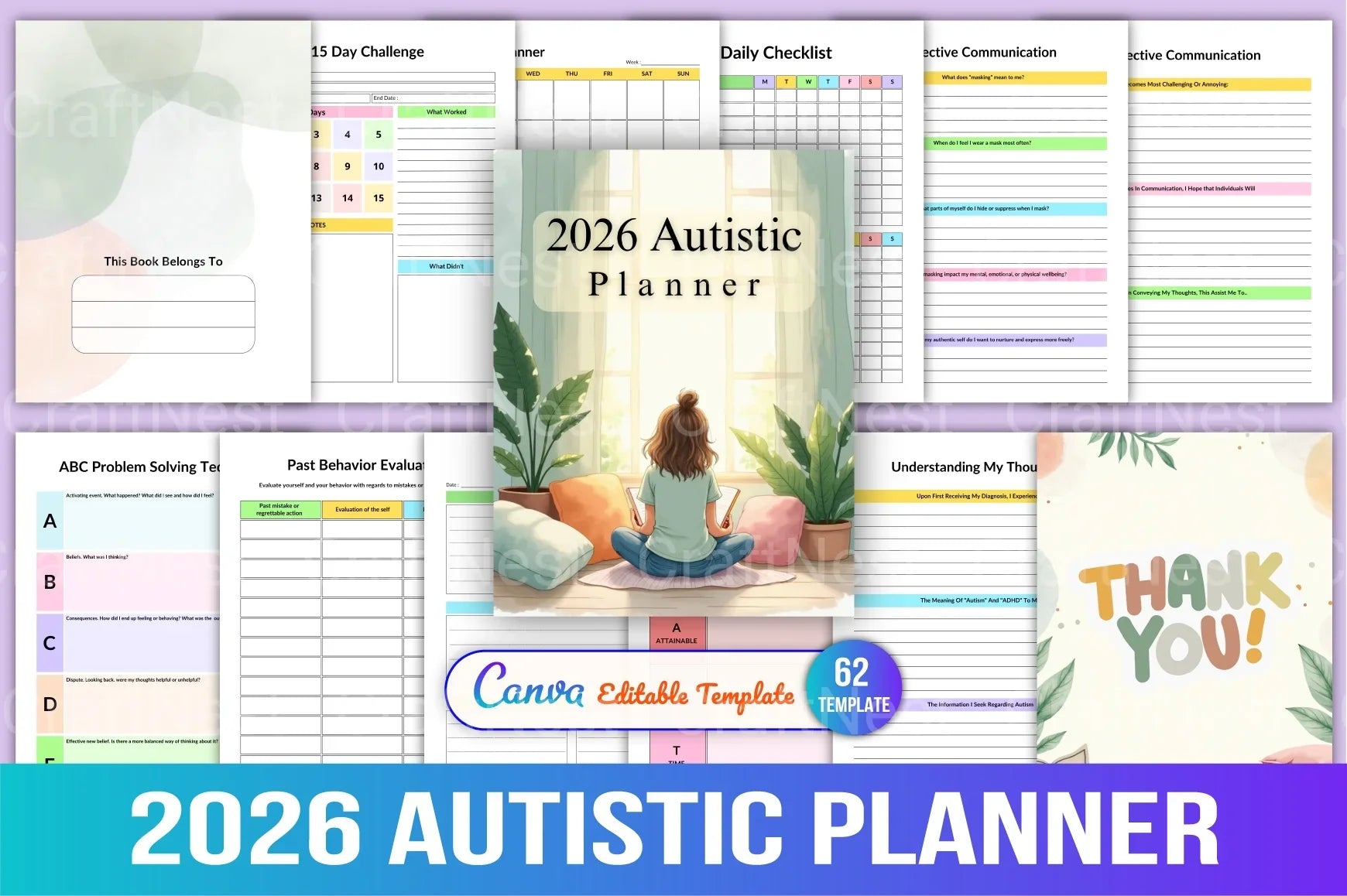 Autistic Planner for Effective Organization printable planner cover with structured planning pages