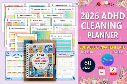 ADHD Cleaning Planner for Effective Organization printable cleaning planner cover