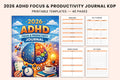 ADHD Focus Productivity Journal cover with printable journal pages