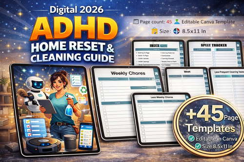 ADHD Home Reset Cleaning Guide cover with printable home reset planner