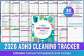 ADHD Printable Planner cleaning tracker cover for organized home