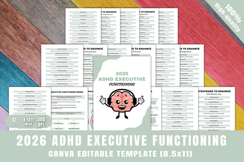 ADHD Executive Functioning Planner cover with executive functioning worksheets