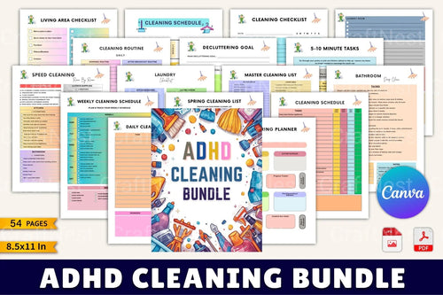 ADHD Cleaning Tips and Strategies cover with printable cleaning guide