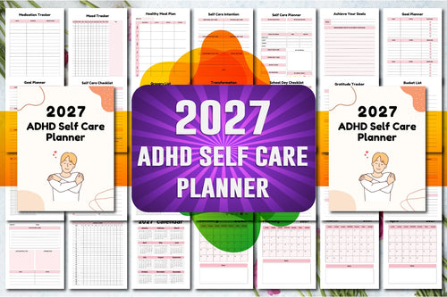 ADHD Self-Care Planner cover with printable self-care planner pages