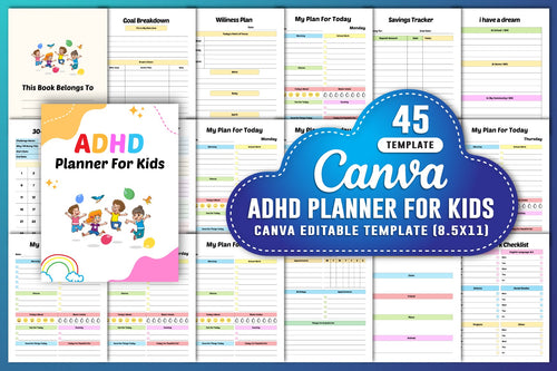 ADHD Planner for Kids printable planner cover for children