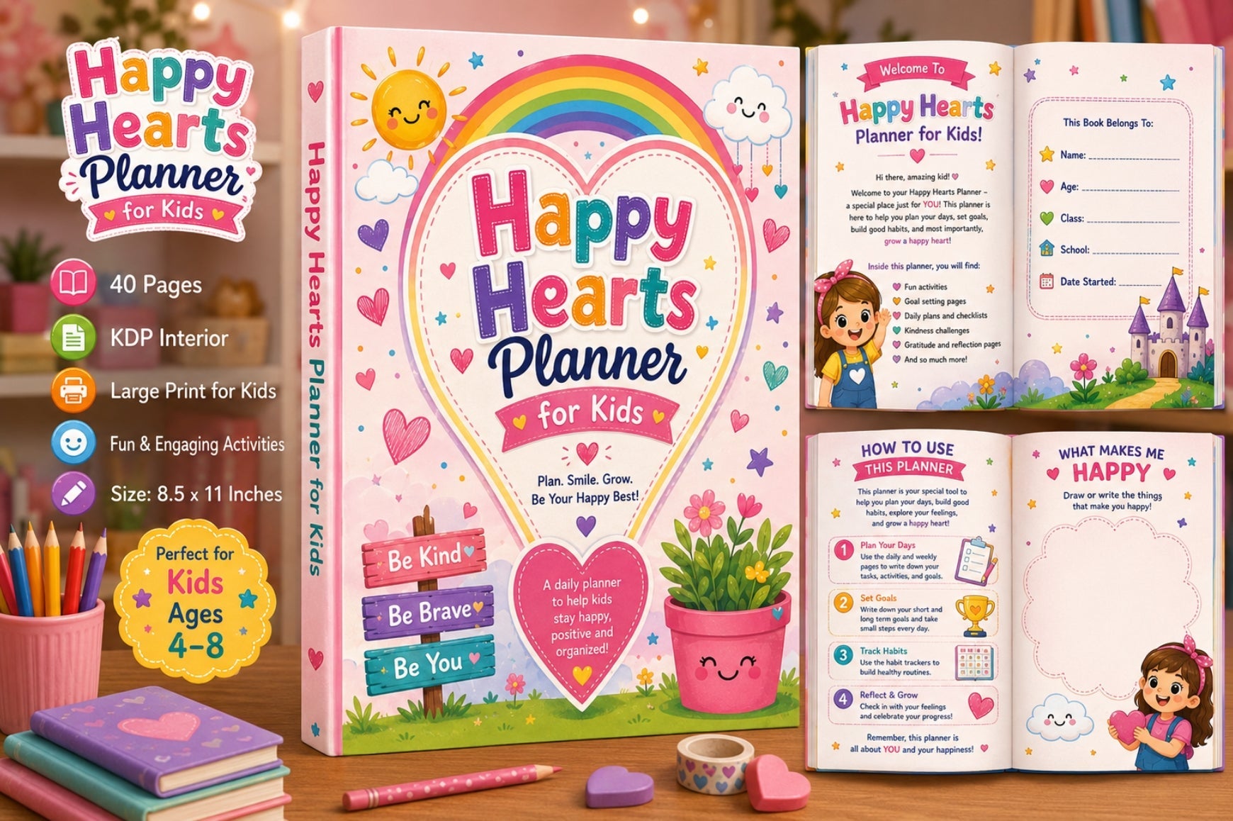 Happy Hearts For Kids Planner