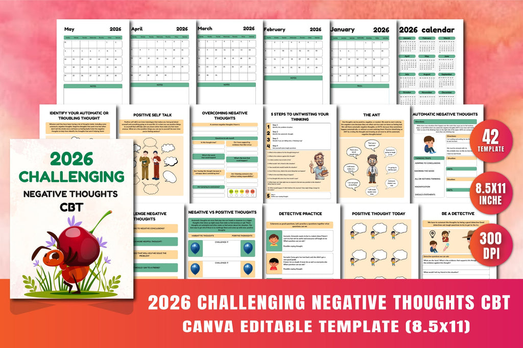 Challenging Negative Thoughts CBT Planner