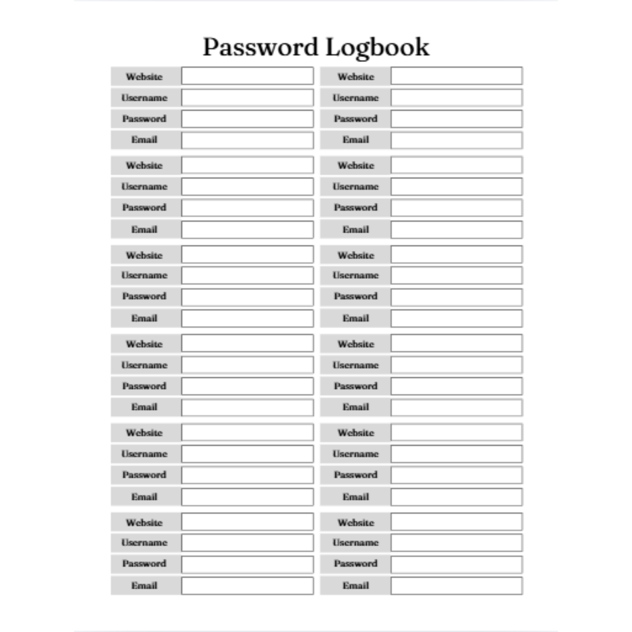 Password Logbook Bundle
