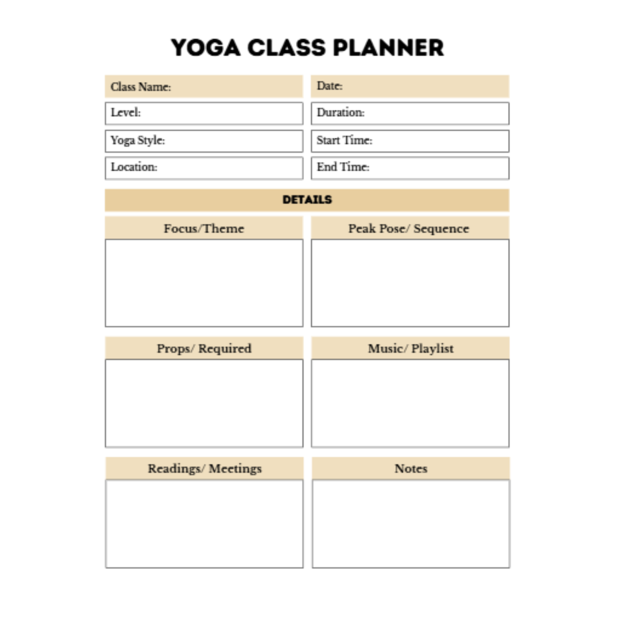 Yoga Class Planner Bundle