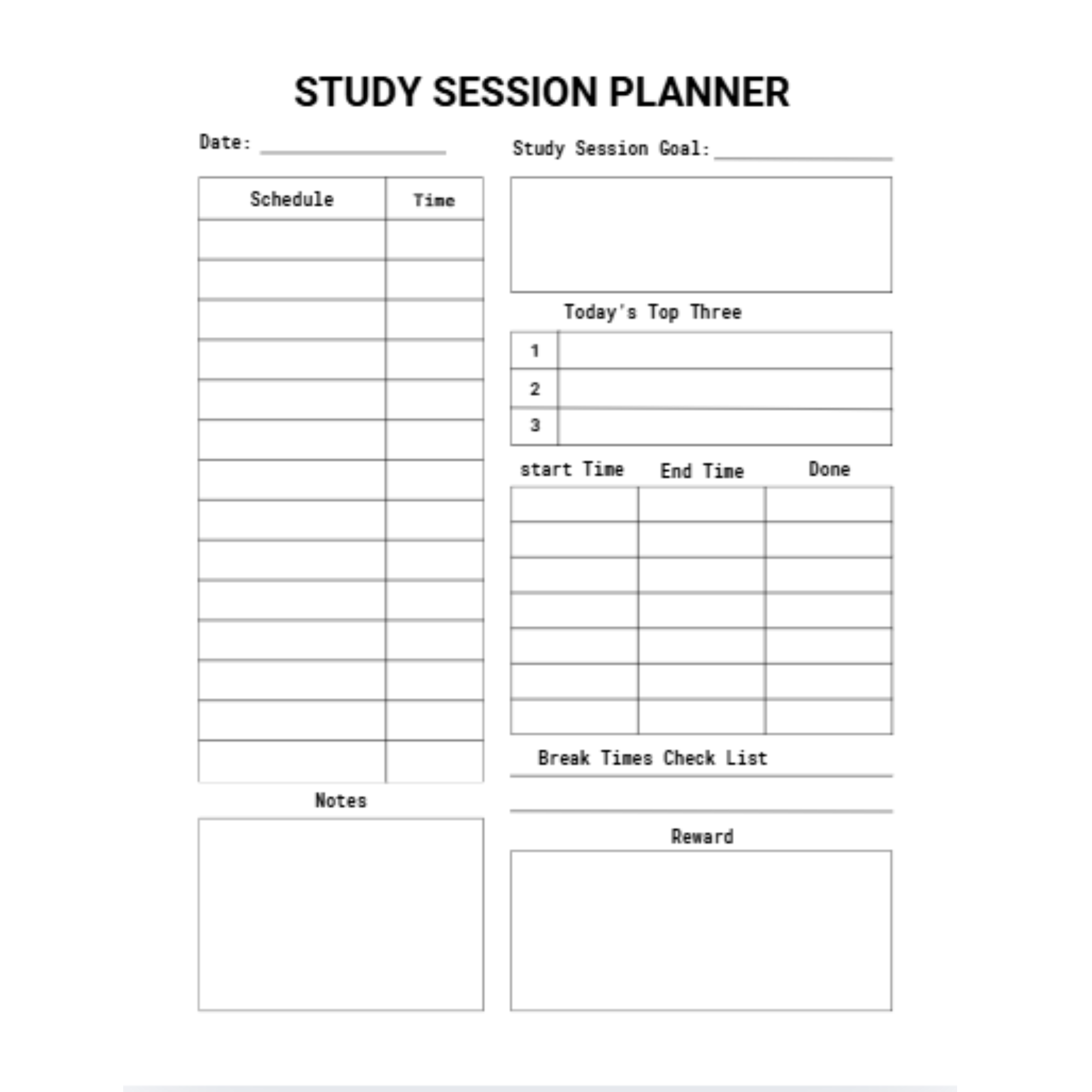 Study Session Planner Bundle