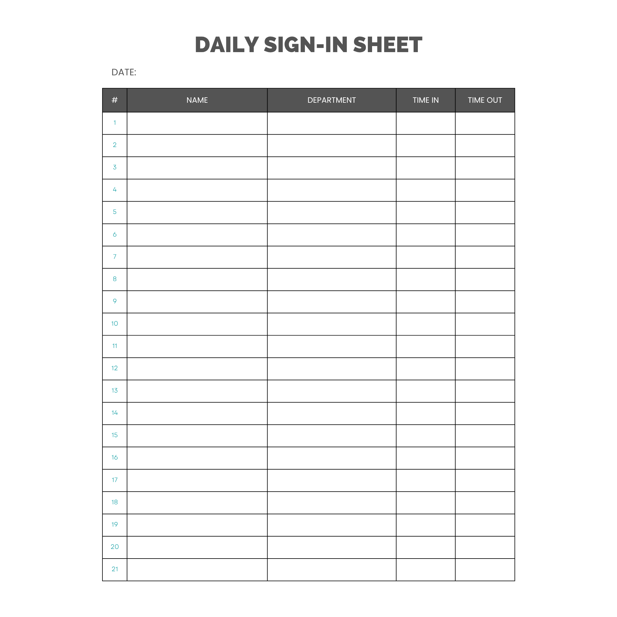 Daily Sign in Sheet Bundle