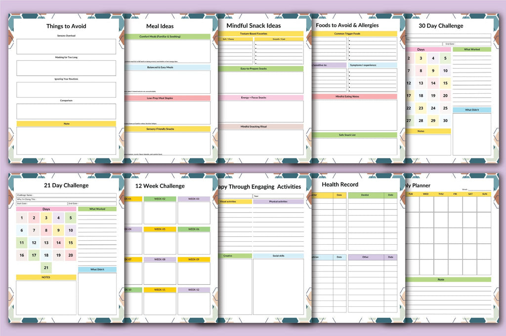 Autism Friendly Planner Worksheets