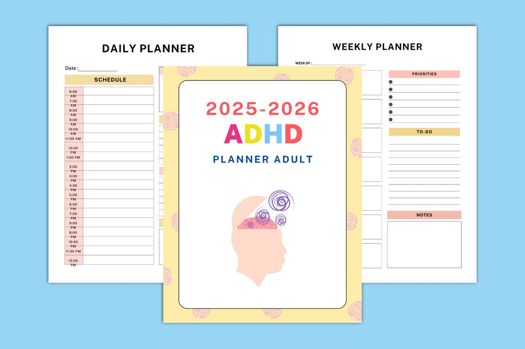 ADHD Adult Planner printable daily, weekly and monthly planning pages
