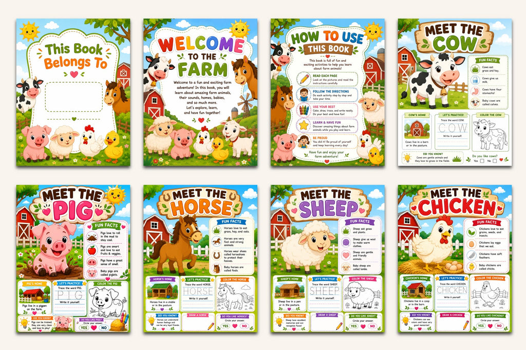 Farm Animals Learning Book