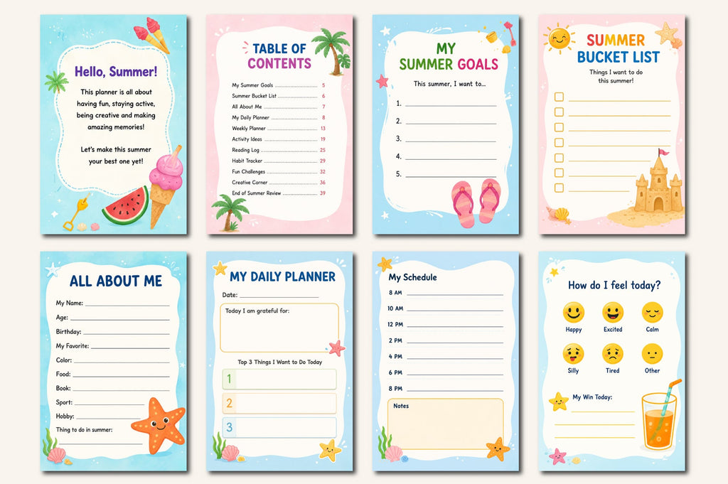 Summer Activity For Kids Planner