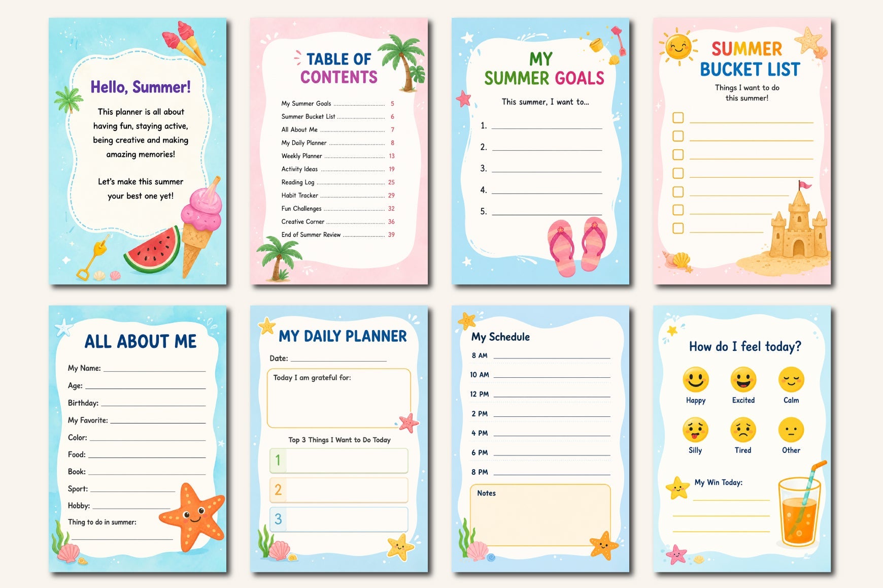 Summer Activity For Kids Planner