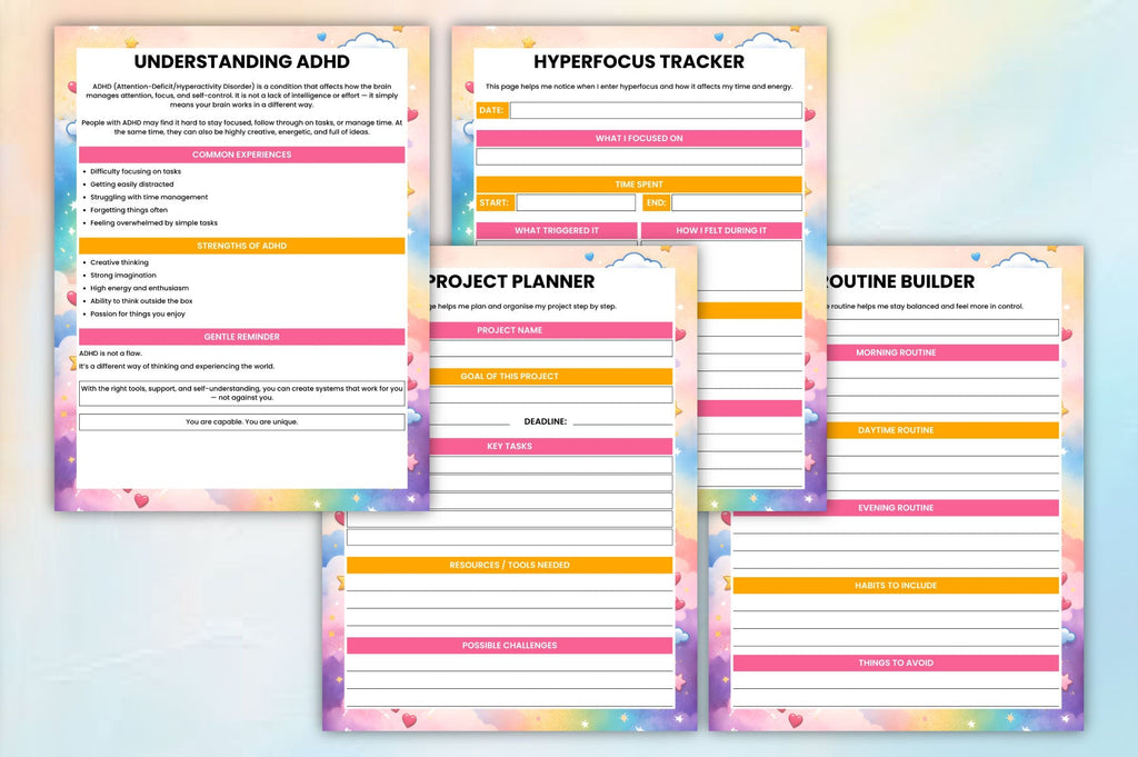 ADHD Anxiety Planner featuring daily anxiety tracking worksheets