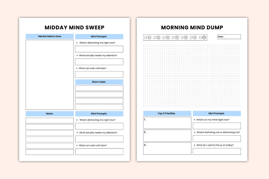 ADHD Productivity Journal focus and productivity worksheets