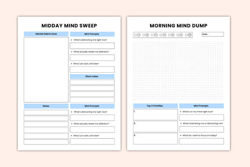 ADHD Productivity Journal focus and productivity worksheets