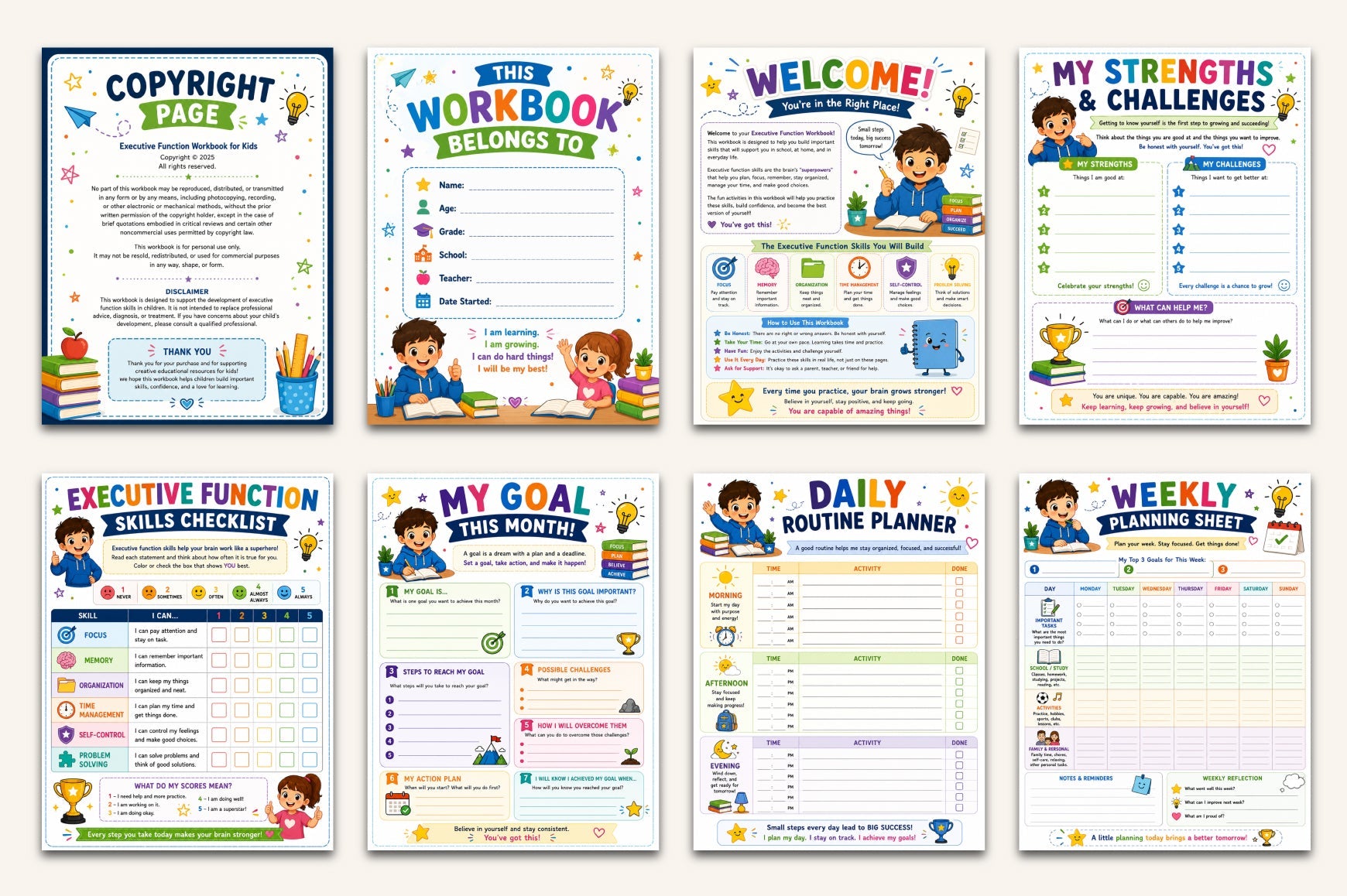 Executive Function For Kids Workbook
