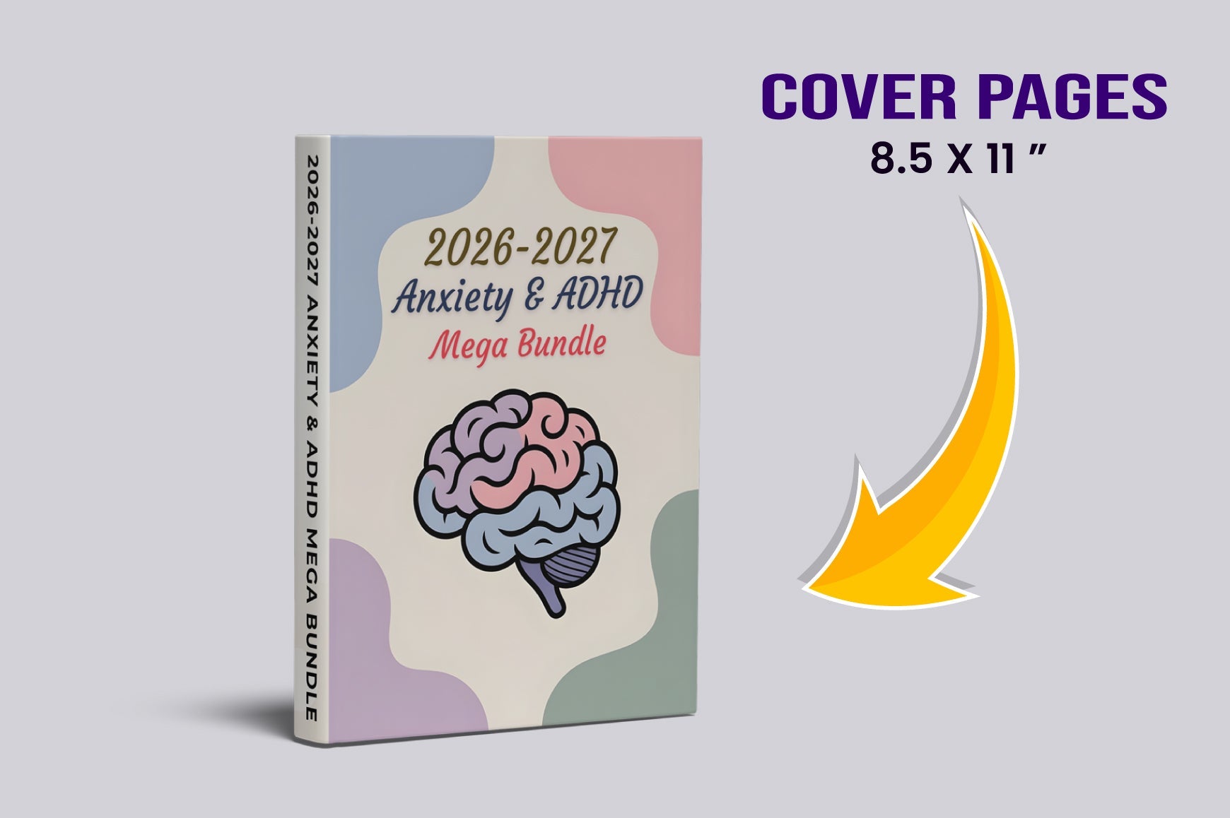 Anxiety ADHD Mega Journal featuring daily planning and reflection worksheets