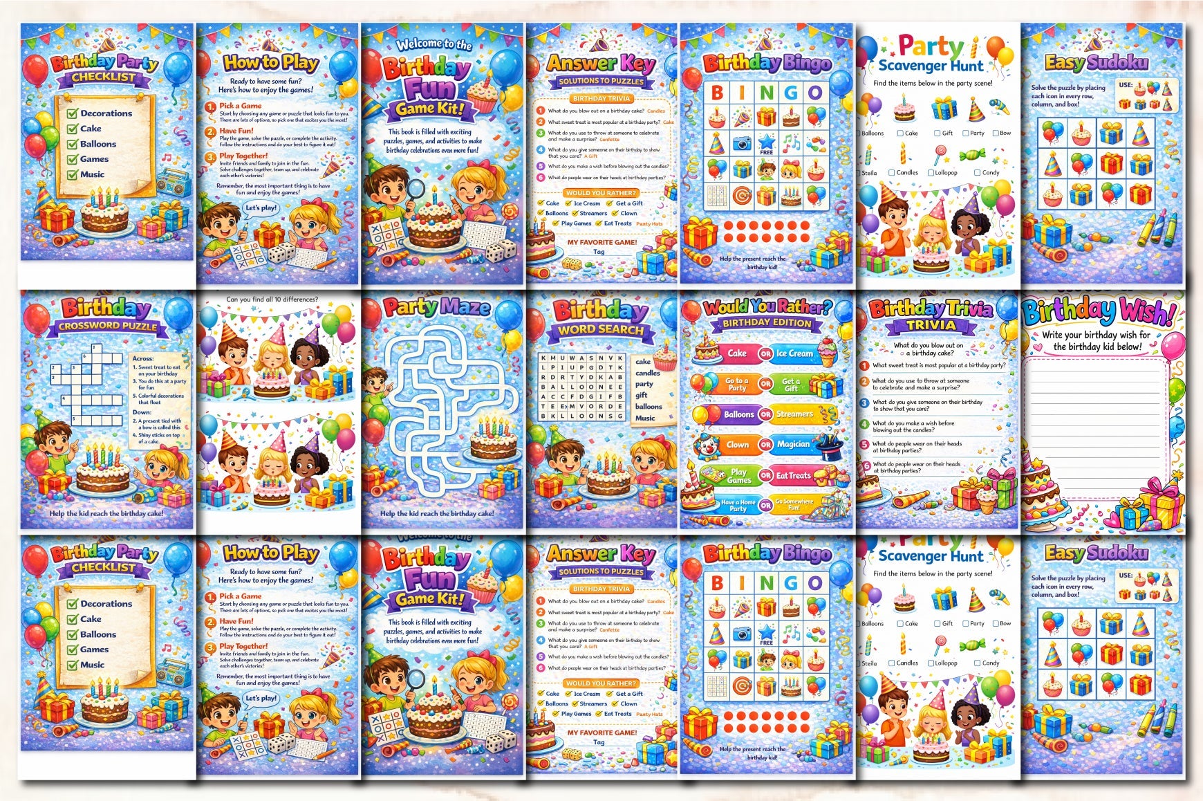 Birthday Fun Game Planner for Kids