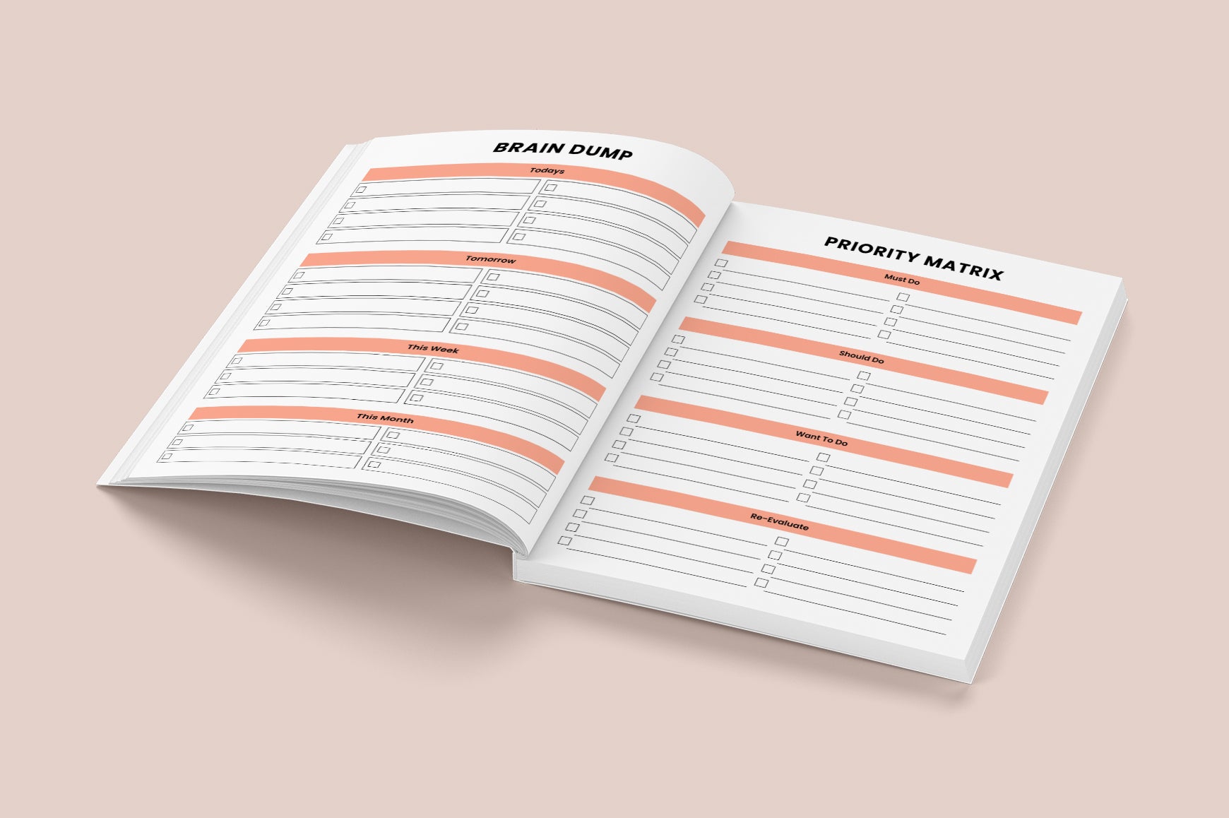 ADHD Organization & Productivity Journal Worksheets