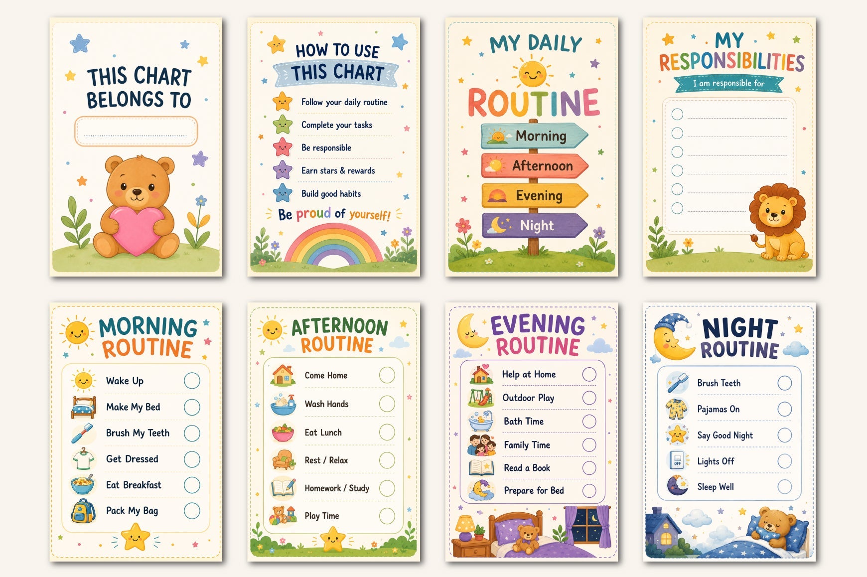 Kids Daily Routine Responsibility Chart