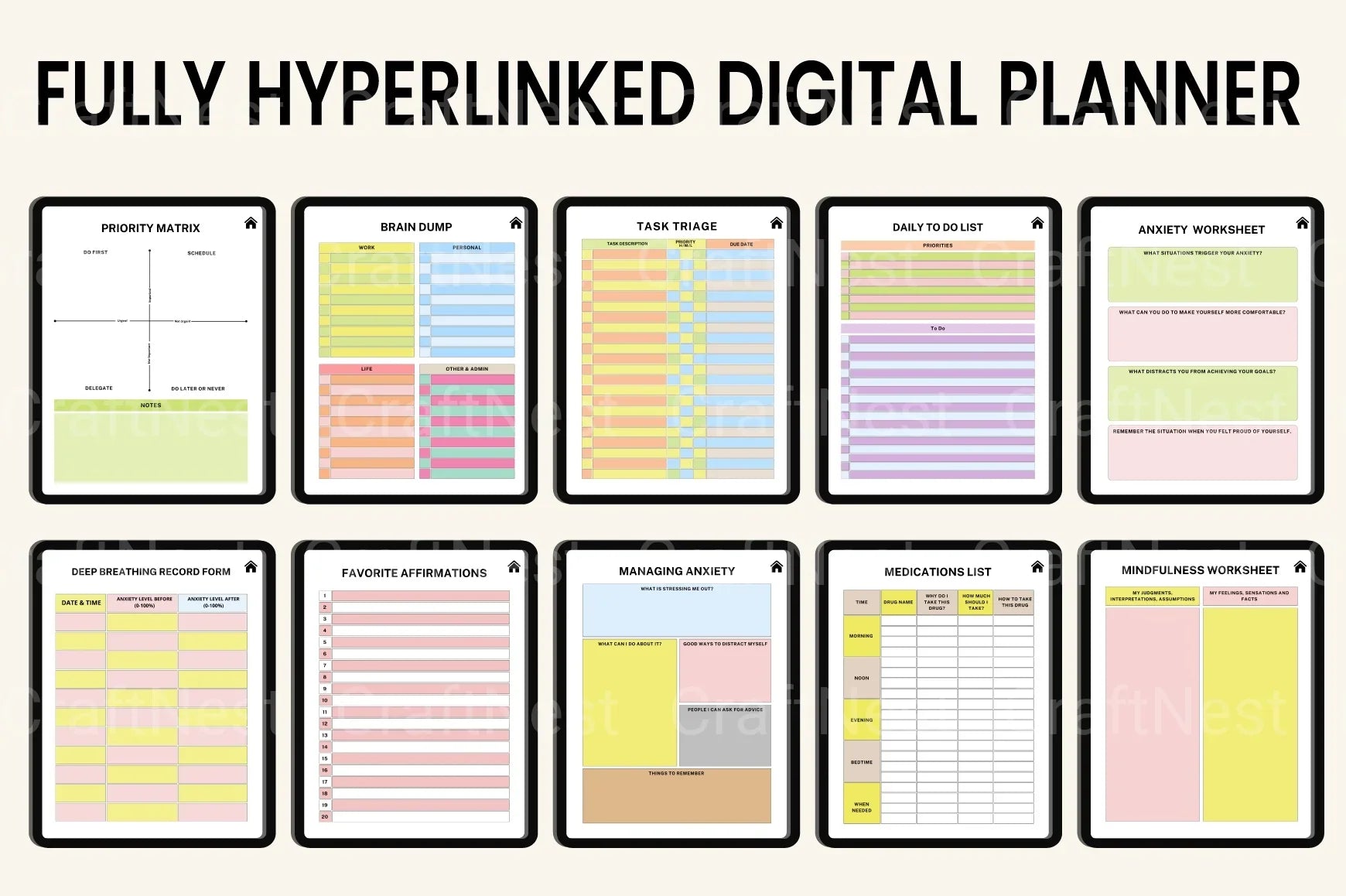 ADHD Printable Planner brain dump worksheet for clear thinking and focus