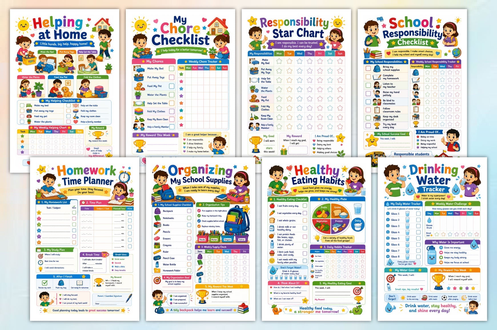Kids Daily Routine Responsibility Workbook