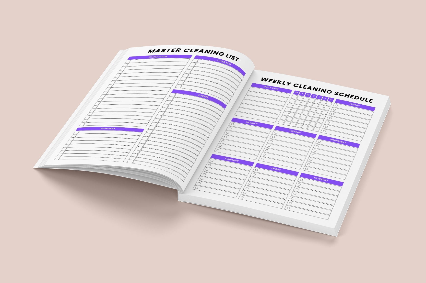 ADHD Cleaning Planner for Effective Organization Worksheets