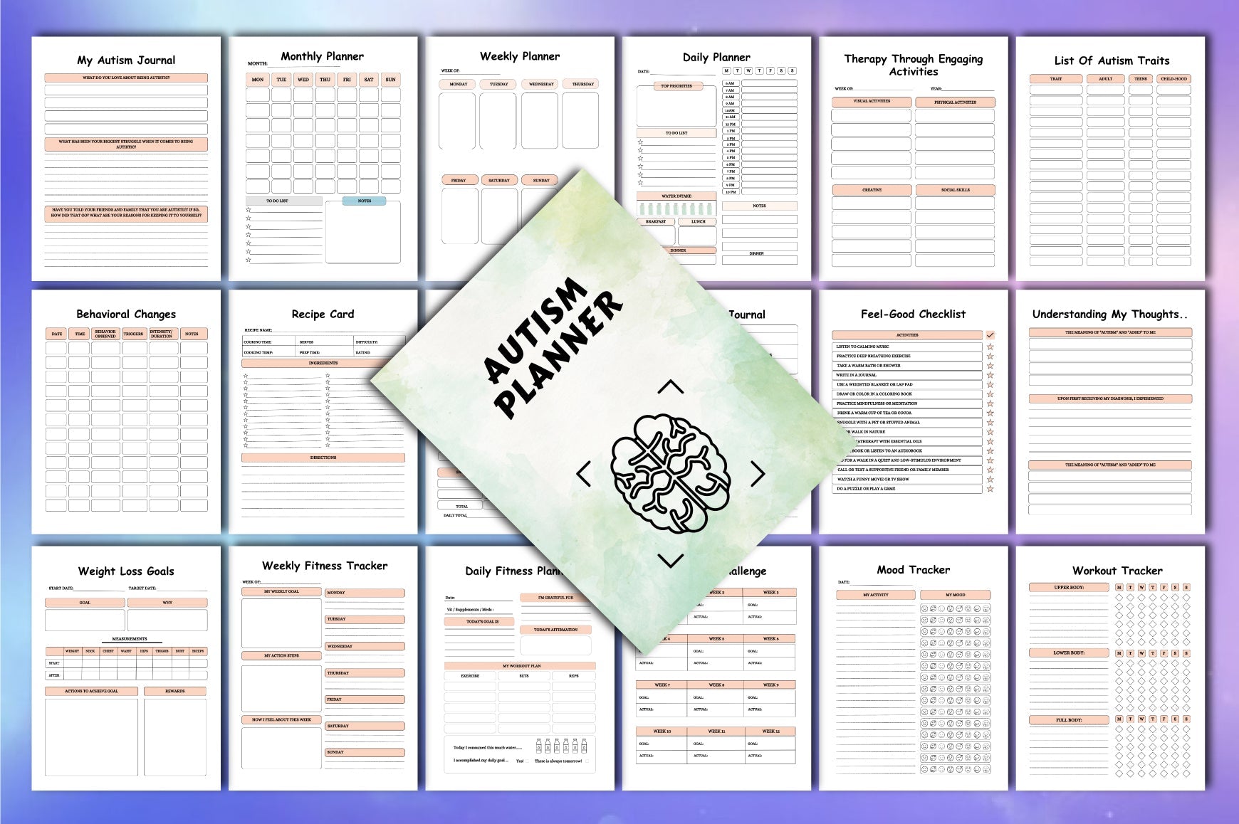Autism Planner Guide Worksheets Preview