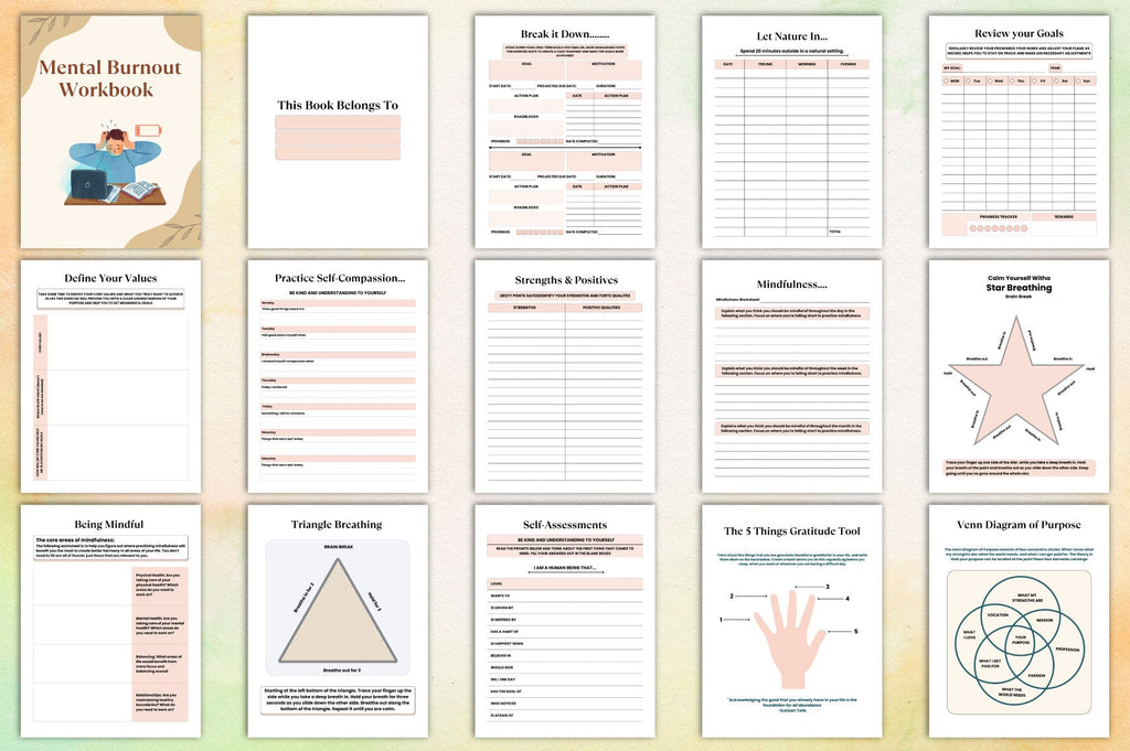 Mental Burnout Workbook for Stress Relief