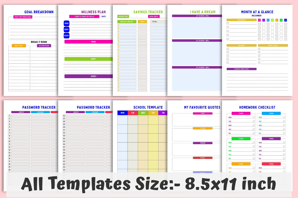 ADHD Kids Planner Worksheets