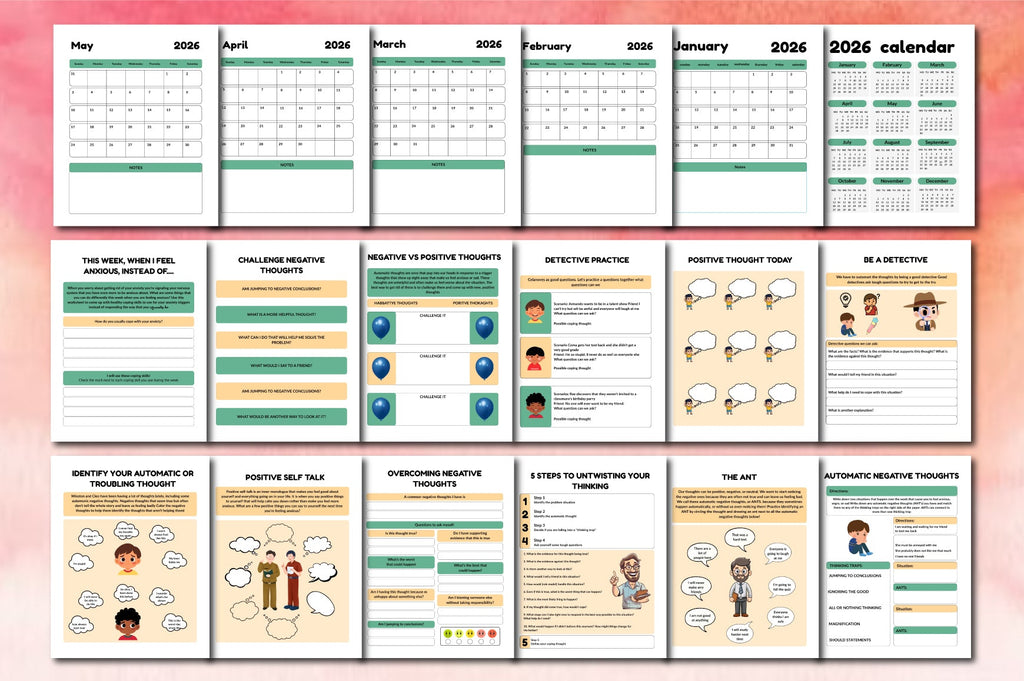Challenging Negative Thoughts CBT Planner