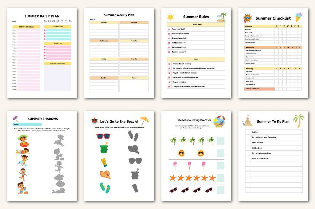 Summer Activity For Children Planner