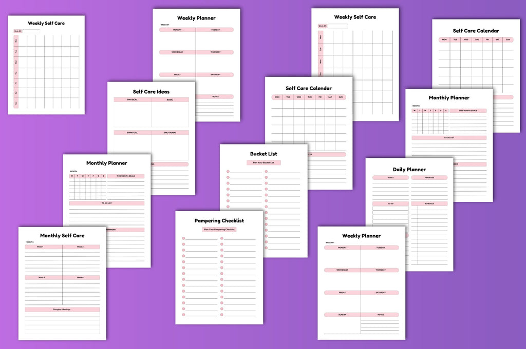 ADHD Self-Care Planner printable self-care routine and reflection pages