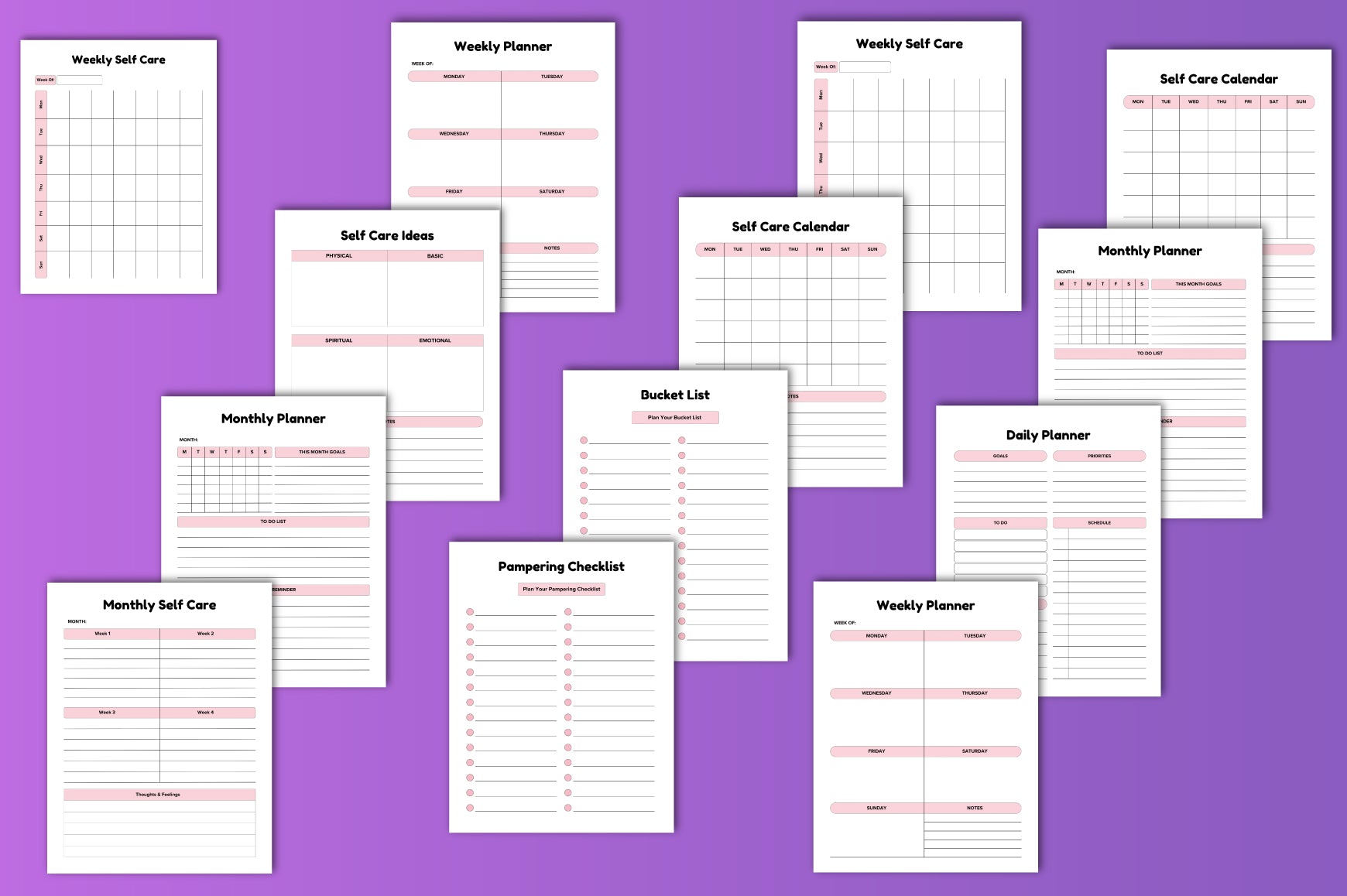 ADHD Self-Care Planner printable self-care routine and reflection pages