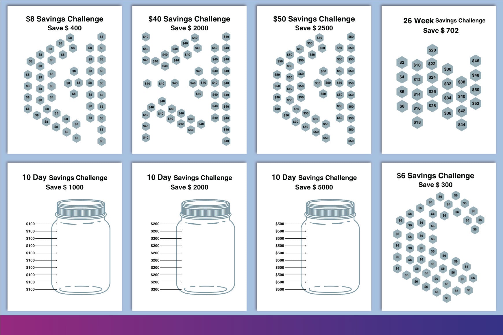 Money Savings Challenge Planner