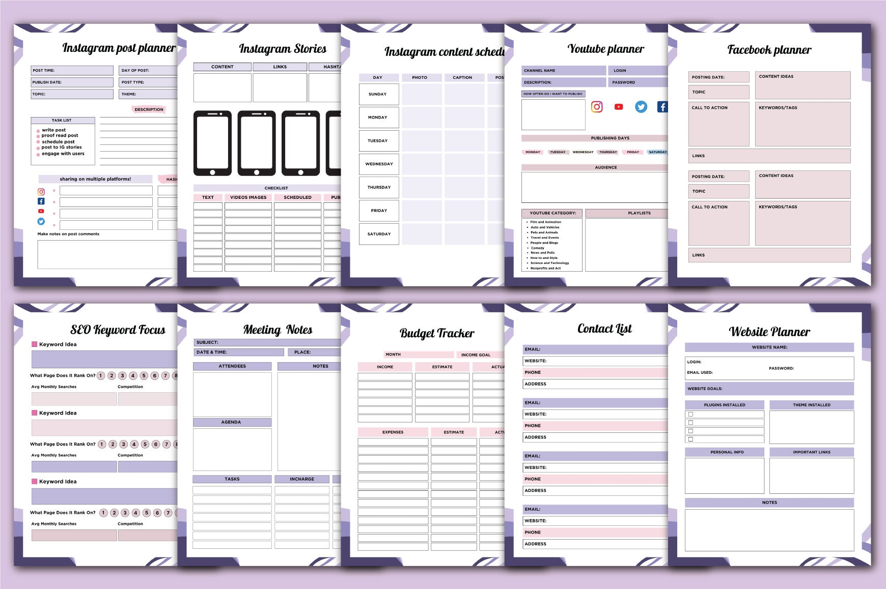 Social Media Marketing Planner