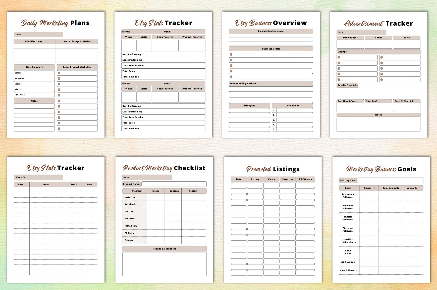Etsy Shop Business Planner