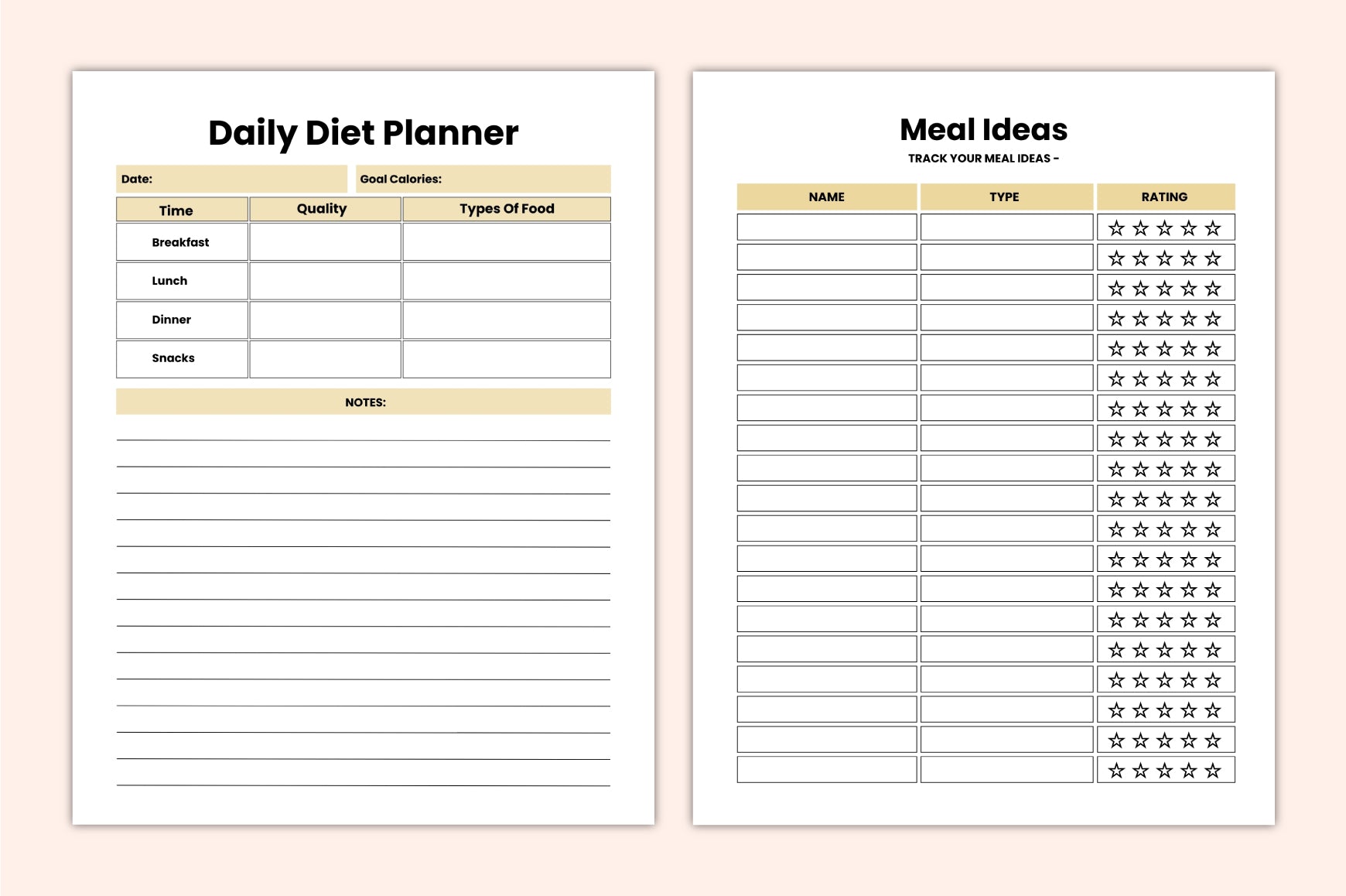 Smart Meal Planning Planner